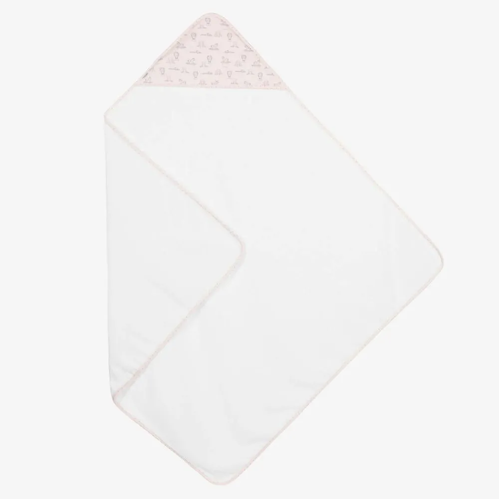 Babidu Towels & Robes*Baby Girls White Cotton Hooded Towel (100cm)