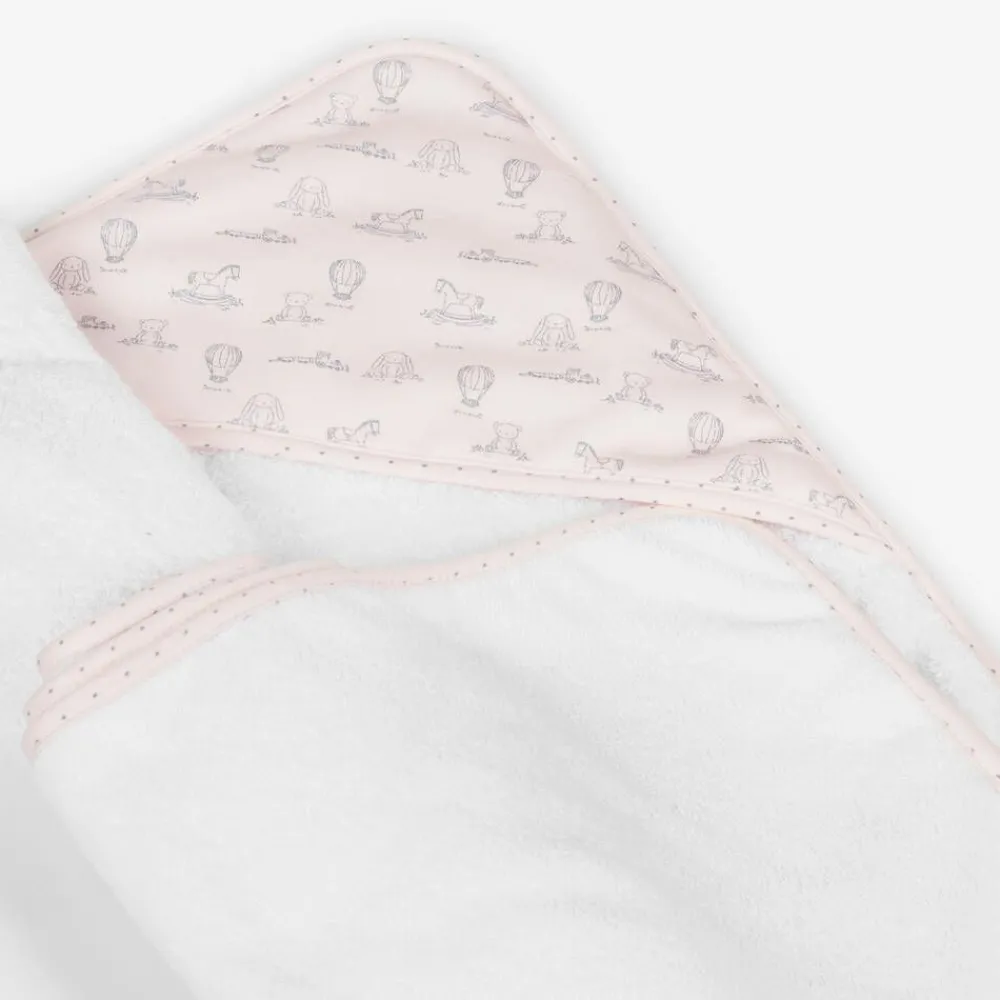 Babidu Towels & Robes*Baby Girls White Cotton Hooded Towel (100cm)