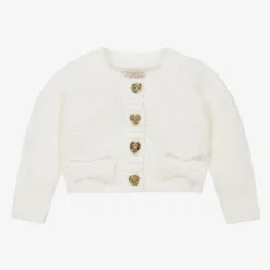 Angels Face Tops*Baby Girls White Cotton Knit Cardigan Snowdrop