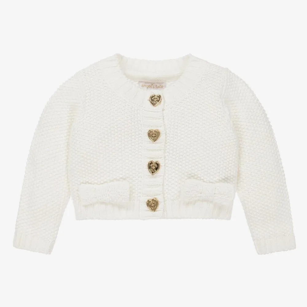 Angels Face Tops*Baby Girls White Cotton Knit Cardigan Snowdrop