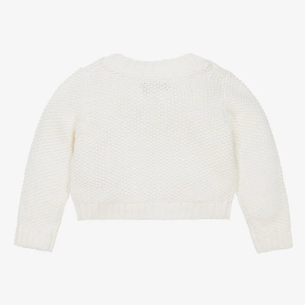 Angels Face Tops*Baby Girls White Cotton Knit Cardigan Snowdrop