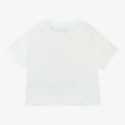 Burberry Tops*Baby Girls White Cotton Rose T-Shirt
