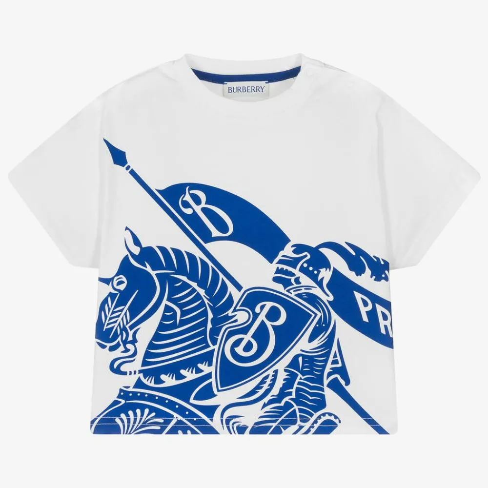 Burberry Tops*Baby Girls White EKD Cotton T-Shirt