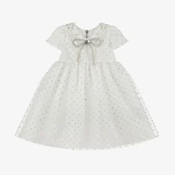 Graci Dresses*Baby Girls White Glittery Star Dress
