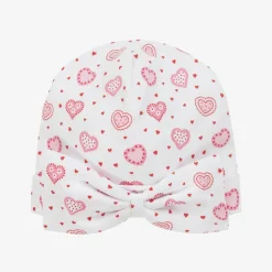 Kissy Kissy Hats|Hats*Baby Girls White Pima Cotton Heartfelt Hearts Hat