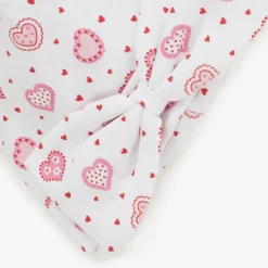 Kissy Kissy Hats|Hats*Baby Girls White Pima Cotton Heartfelt Hearts Hat