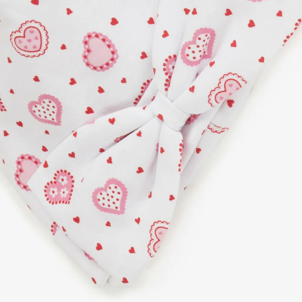 Kissy Kissy Hats|Hats*Baby Girls White Pima Cotton Heartfelt Hearts Hat
