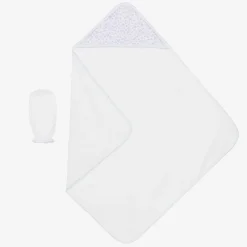 Kissy Kissy Gifts|Towels & Robes*Baby Girls White Pima Royal Details Towel Set