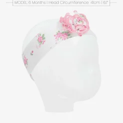 Kissy Kissy Hair Accessories*Baby Girls White Pink Rose Scrolls Headband