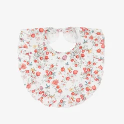 My Little Pie Feeding Accessories*Baby Girls White Supima Cotton Pomegranate Bib