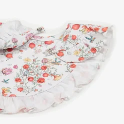 My Little Pie Feeding Accessories*Baby Girls White Supima Cotton Pomegranate Bib