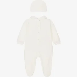 Lapin House Babysuits*Baby Girls White Velour Babysuit Gift Set