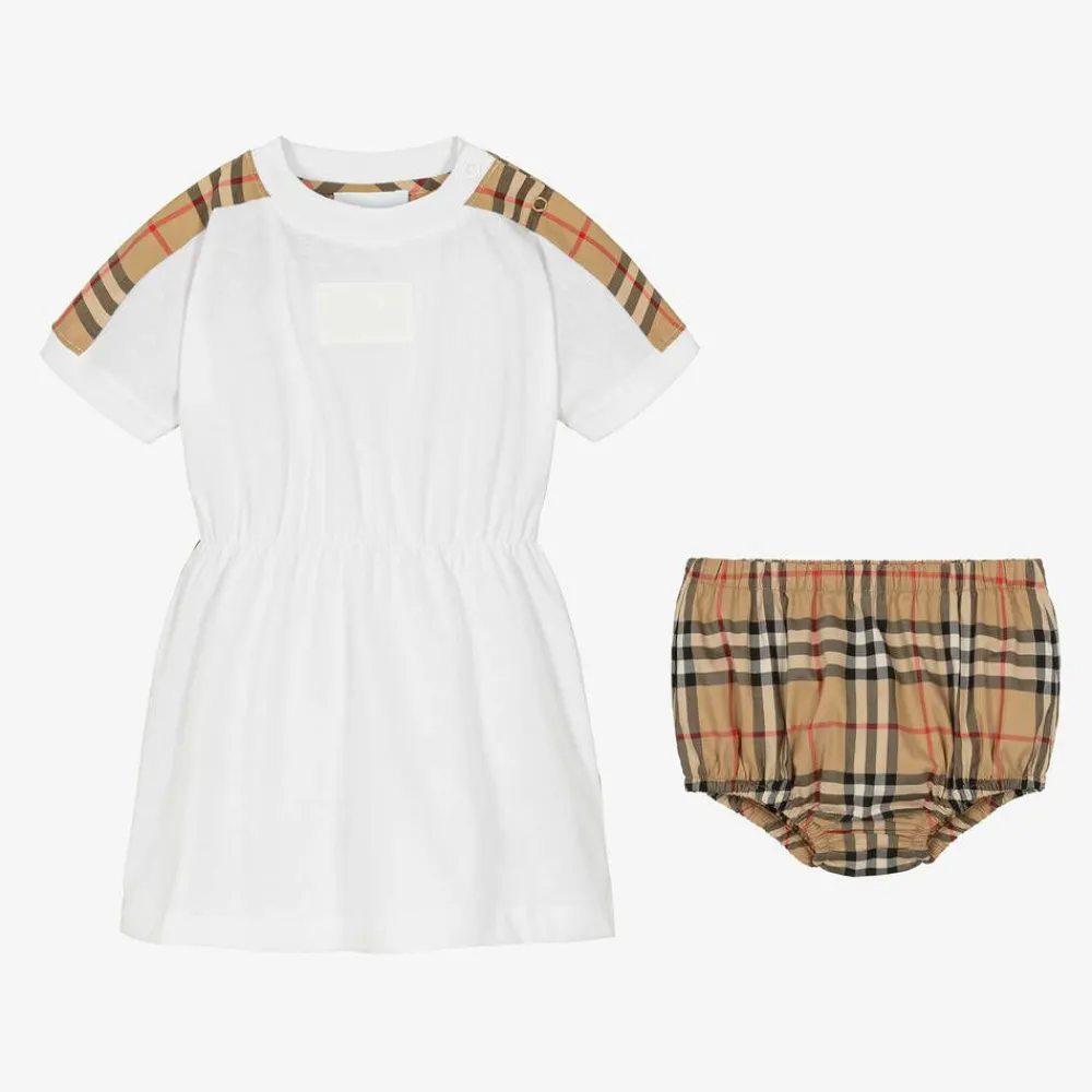 Burberry Dresses*Baby Girls White Vintage Check Dress