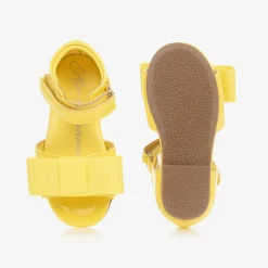Age of Innocence Sandals|Sandals*Baby Girls Yellow Leather Bow Sandals