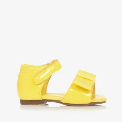 Age of Innocence Sandals|Sandals*Baby Girls Yellow Leather Bow Sandals