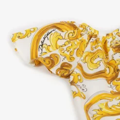 Dolce amp; Gabbana Tops*Baby Girls Yellow Majolica Print Cotton Blouse