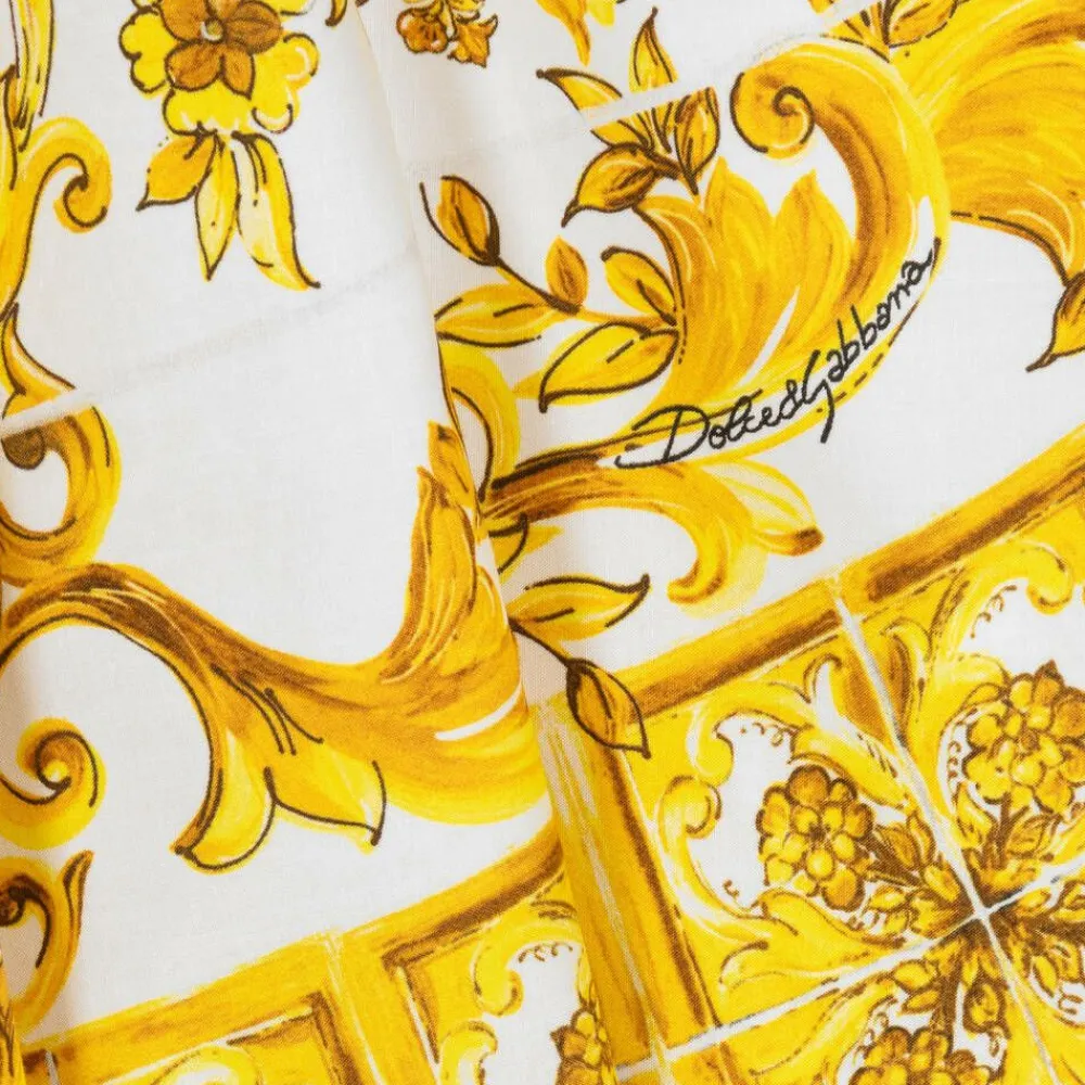 Dolce amp; Gabbana Dresses*Baby Girls Yellow Majolica Print Cotton Dress