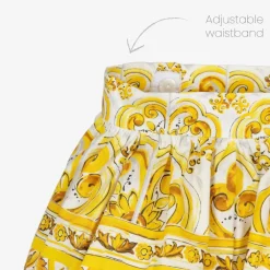 Dolce amp; Gabbana Skirts*Baby Girls Yellow Majolica Print Cotton Skirt