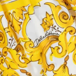 Dolce amp; Gabbana Skirts*Baby Girls Yellow Majolica Print Cotton Skirt