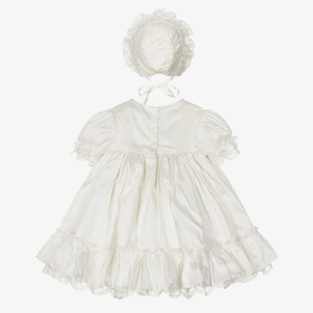 Sarah Louise Dresses*Baby Ivory Silk Dress Set