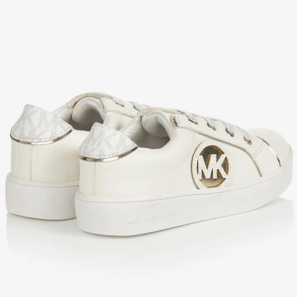 Michael Kors Kids Trainers*Baby White & Gold Logo Trainers
