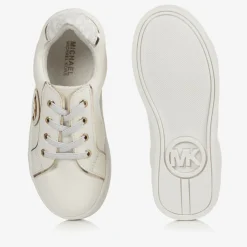 Michael Kors Kids Trainers*Baby White & Gold Logo Trainers