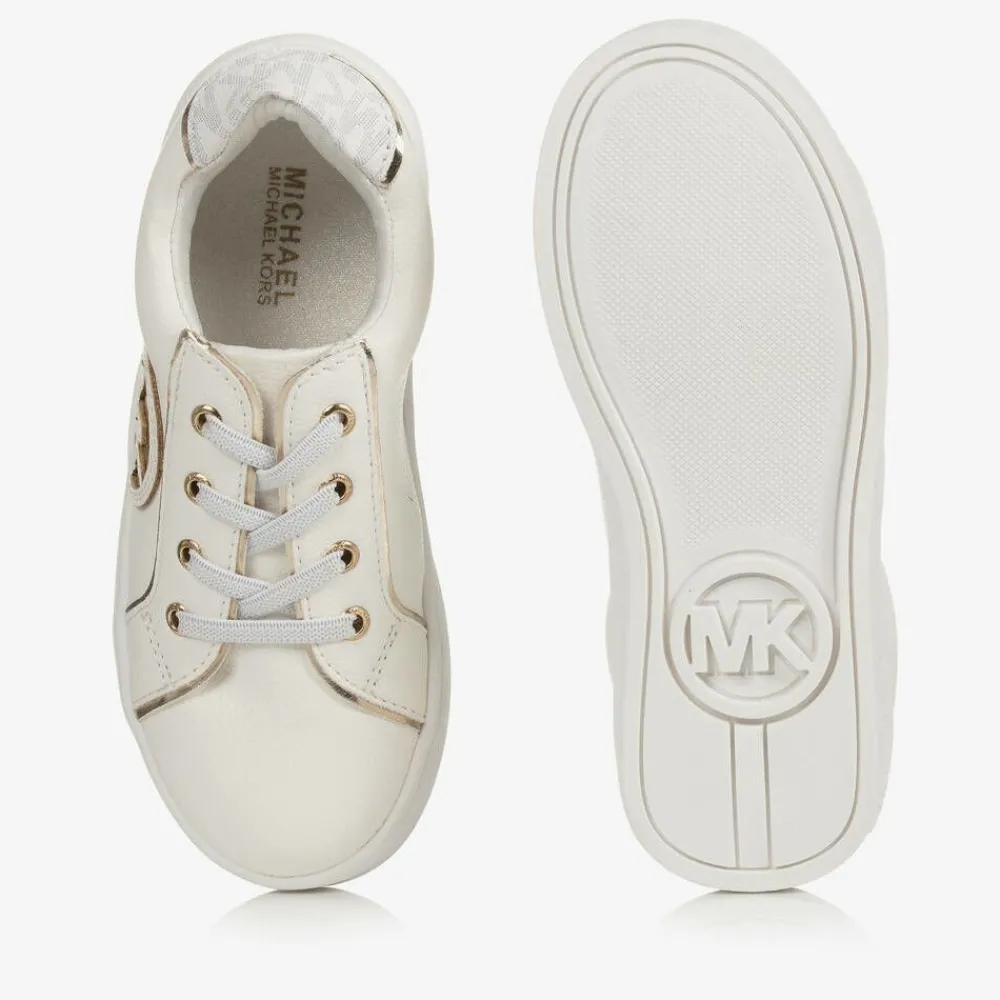 Michael Kors Kids Trainers*Baby White & Gold Logo Trainers