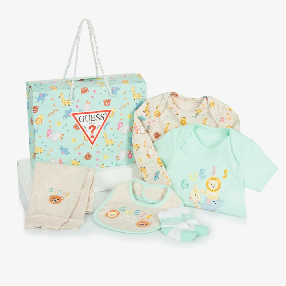 Guess Gifts|Babysuits*Beige & Green Cotton Babysuit Set
