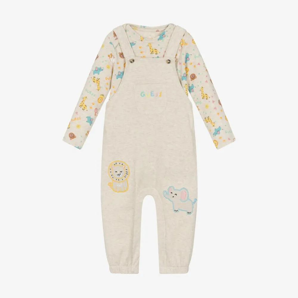 Guess Gifts|Babysuits*Beige Babysuit & Dungaree Gift Set