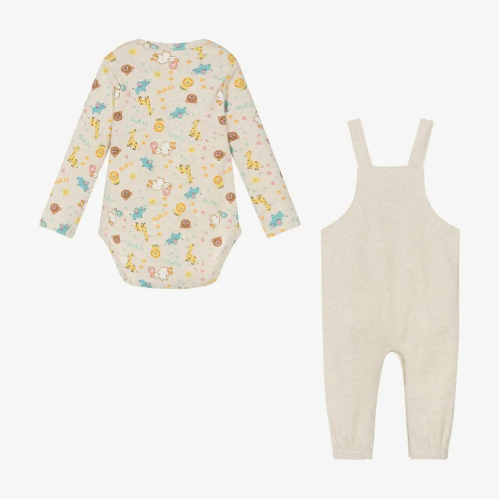 Guess Gifts|Babysuits*Beige Babysuit & Dungaree Gift Set