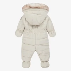 Deux par Deux Snowwear|Coats & Jackets*Beige Bear Snowsuit & Neck Warmer Set