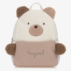 Mayoral Bags*Beige Bouclé Teddy Bear Backpack (25cm)