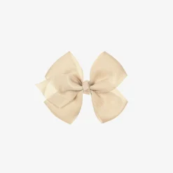 Bowtique London Hair Accessories*Beige Bow Hair Clip (10cm) Tan