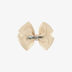 Bowtique London Hair Accessories*Beige Bow Hair Clip (10cm) Tan