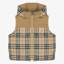 Burberry Coats & Jackets*Beige Check Reversible Down Gilet