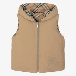 Burberry Coats & Jackets*Beige Check Reversible Down Gilet SandCheck