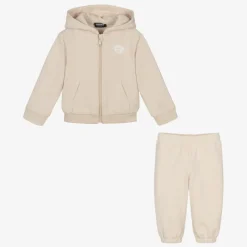 Versace Tracksuits|Tracksuits*Beige Cotton & Cashmere Baby Tracksuit