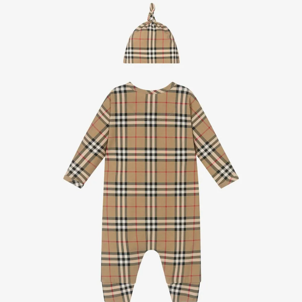 Burberry Gifts|Babysuits*Beige Cotton Babygrow Gift Set