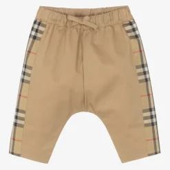 Burberry Trousers|Trousers*Beige Cotton Checked Baby Trousers