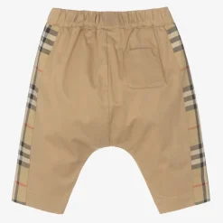 Burberry Trousers|Trousers*Beige Cotton Checked Baby Trousers