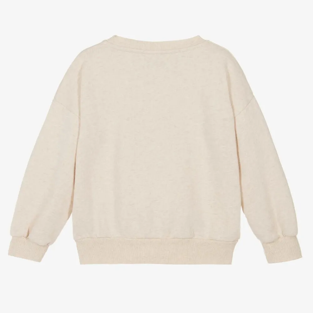 Bobo Choses Tops*Beige Cotton Fox Print Sweatshirt