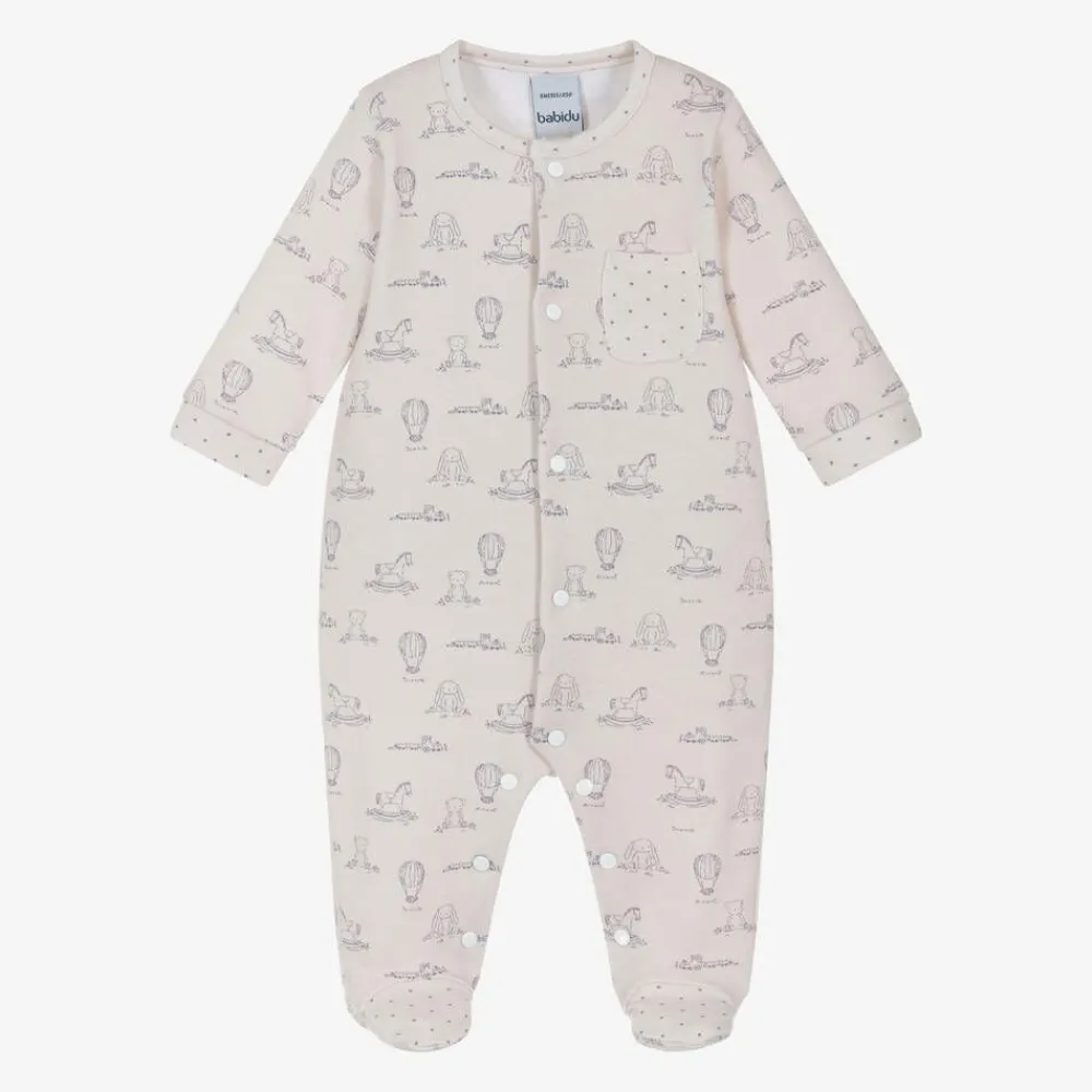 Babidu Babysuits*Beige Cotton Toys Babygrow