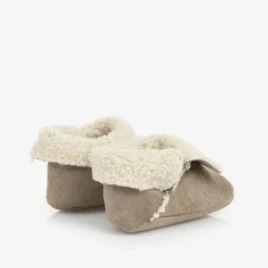 Paz Rodríguez Pre Walkers|Pre Walkers*Beige Faux Suede Pre-Walker Shoes