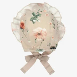 Elodie Hats*Beige Floral Cotton Bonnet