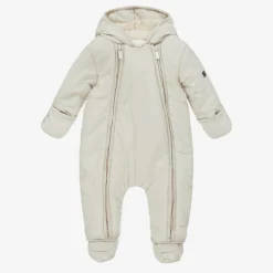 Carrément Beau Snowwear*Beige Hooded Baby Snowsuit