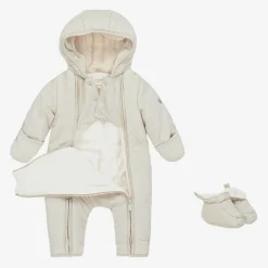 Carrément Beau Snowwear*Beige Hooded Baby Snowsuit