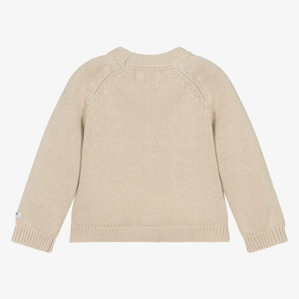Donsje Tops*Beige Knitted Cotton Bunny Sweater Macaroon