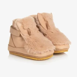 Donsje Pre Walkers|Pre Walkers*Beige Leather & Faux Fur Pre-Walkers WarmBeige