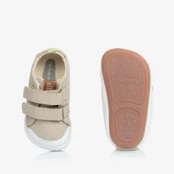 Tip Toey Joey Trainers|Trainers*Beige Leather Velcro Trainers