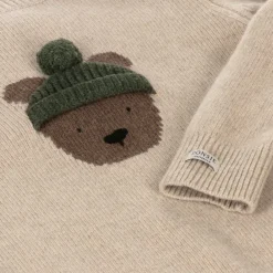 Donsje Tops*Beige Merino Wool Teddy Bear Sweater BiscottiMelange